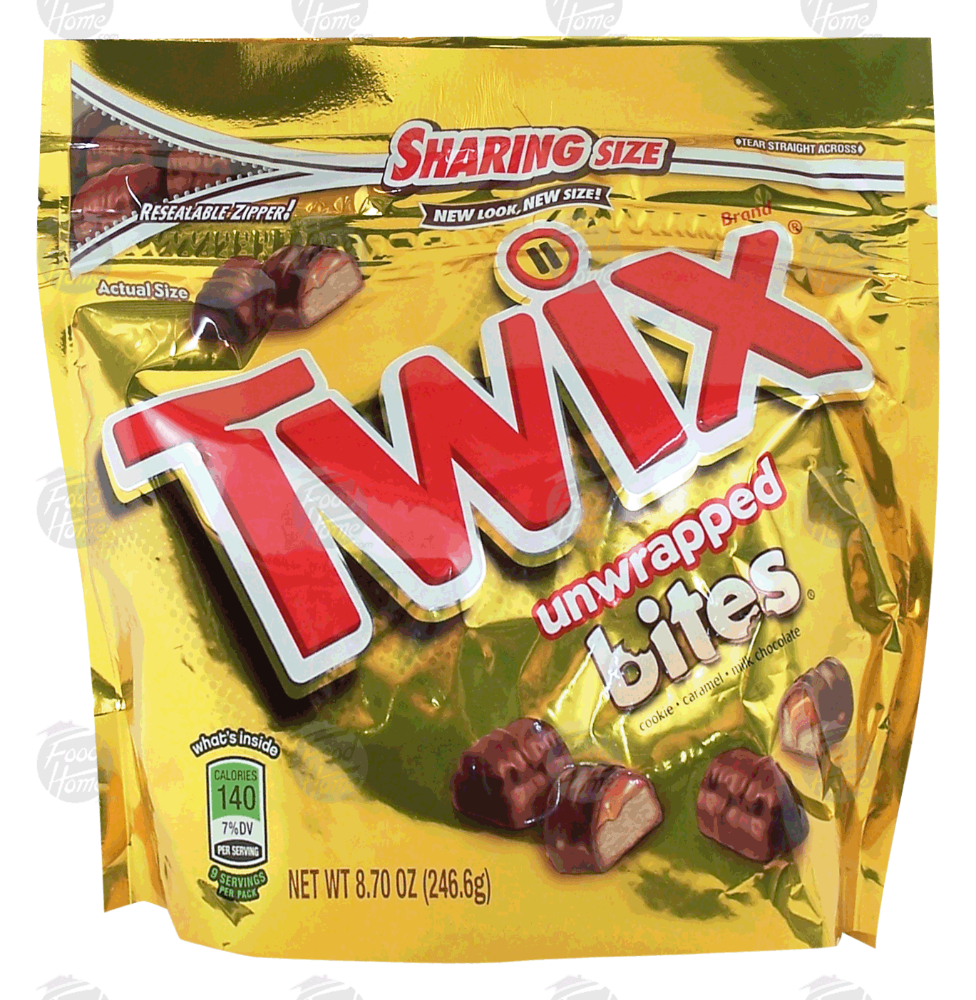 Twix(r) Sharing Size unwrapped bites; cookie, caramel, milk chocolate Full-Size Picture